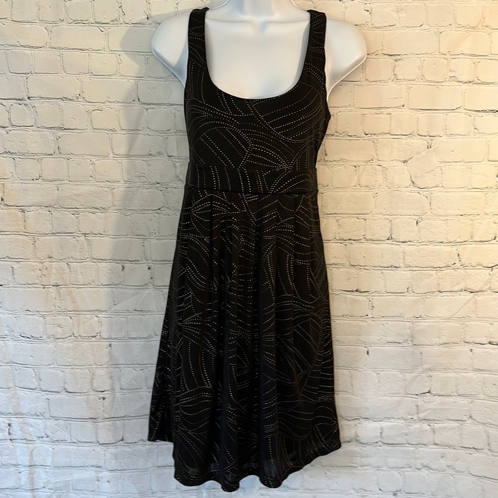 Express lined black and gold stretchy dress